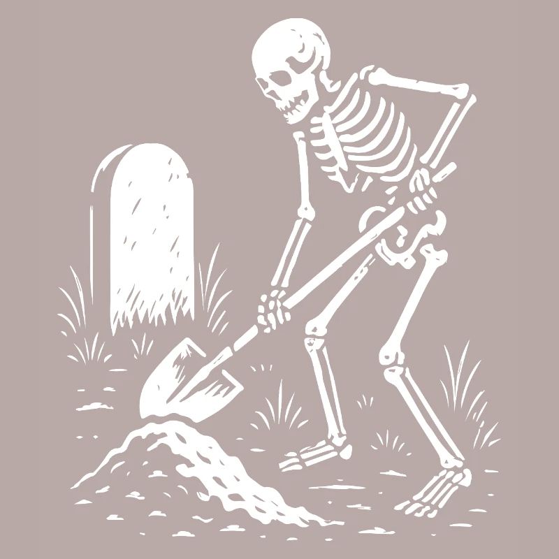 Skeleton Digging in Graveyard