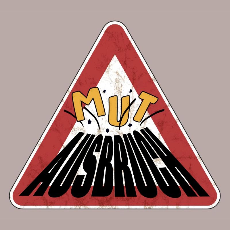 Caution rusty shield courage erupting volcano