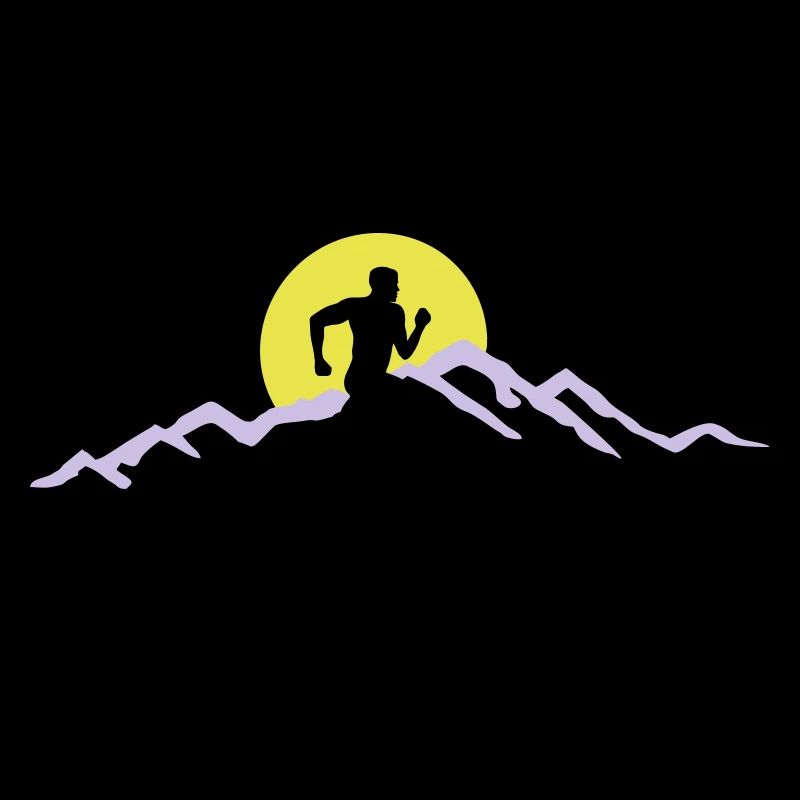 Running, Runner & Mountains & Sun