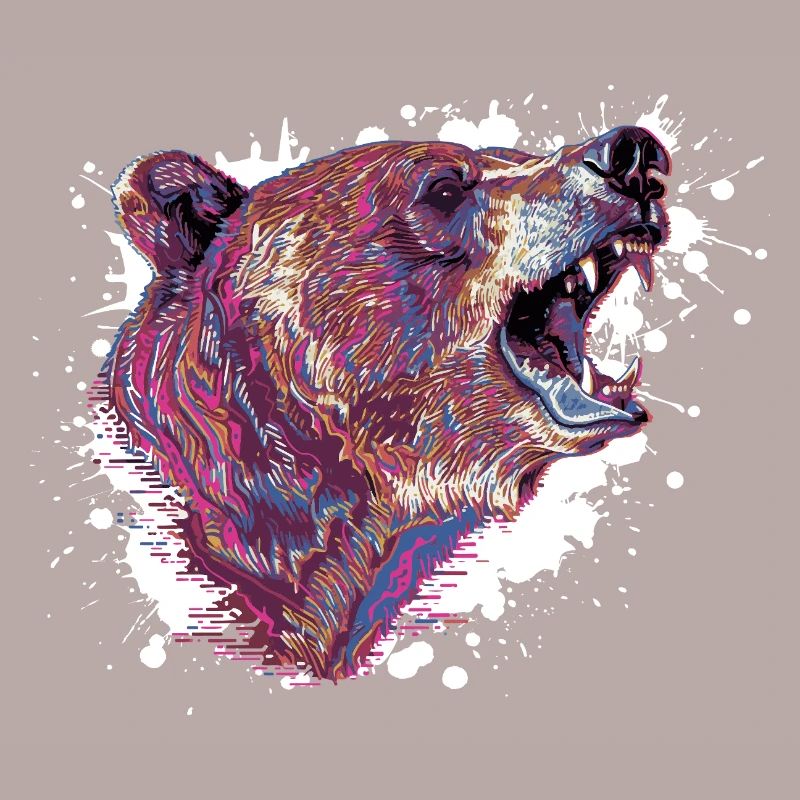 Neon Splash Bear Head