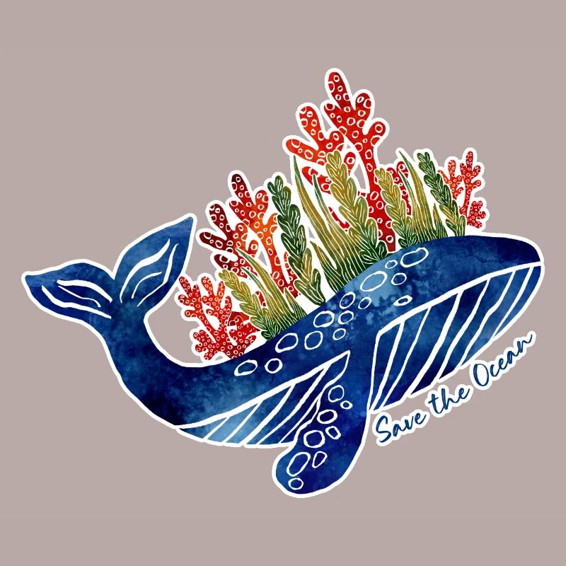 Illustration de baleine avec du corail | Protéger la mer