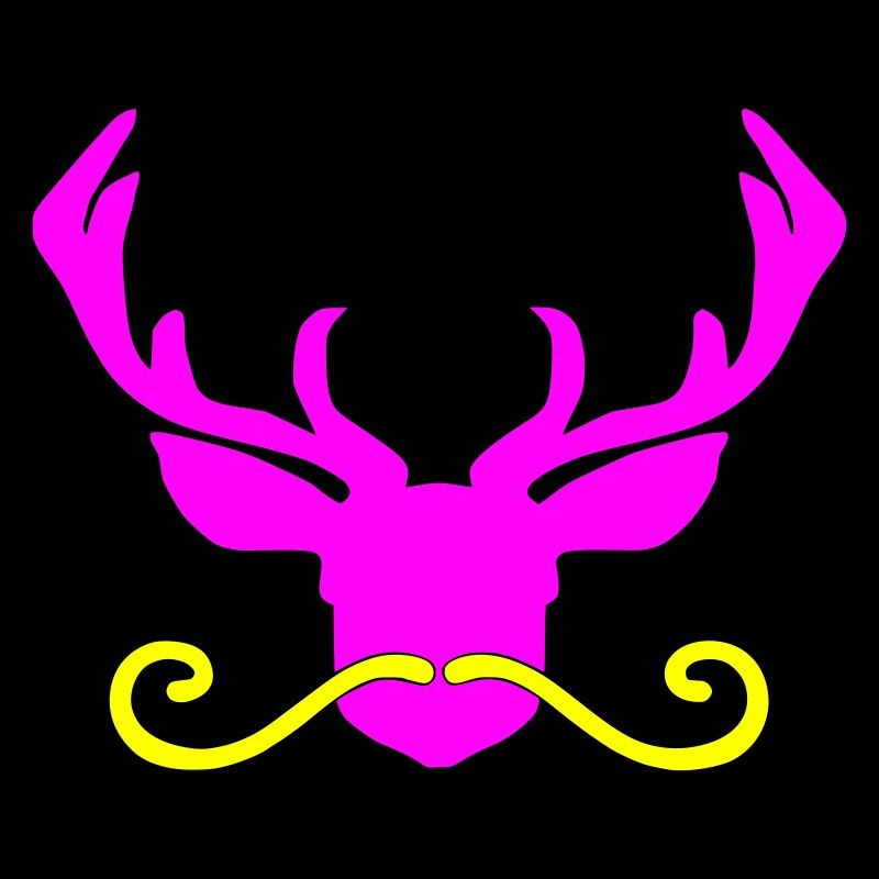 Cerf en rose avec barbe jaune