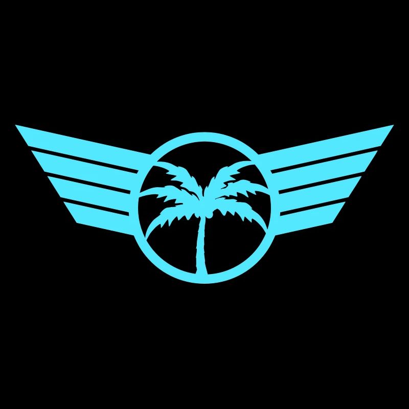 Palm Tree Logo Wing Crest Emblem Symbol Sun Blue