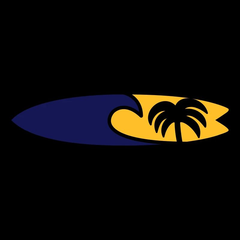 Surfboard Wave Palm Tree