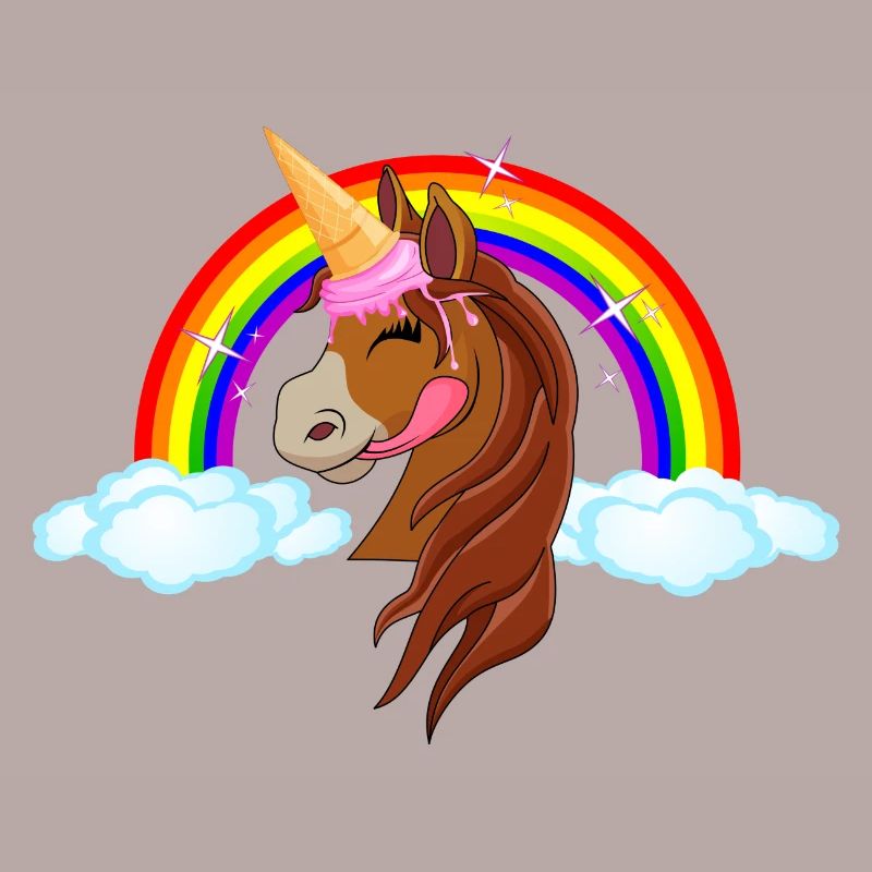 Pony mit Eis - Eishorn Einhorn Regenbogen Märchen