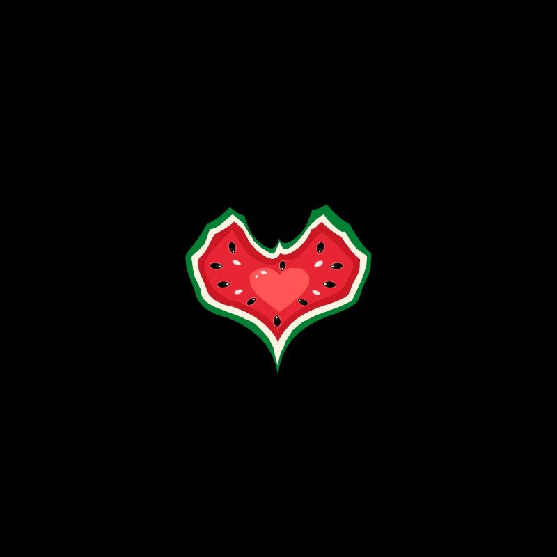 pastèque design mains forme coeur