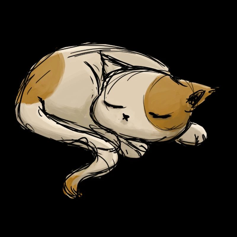 Sleeping cat stroke drawing