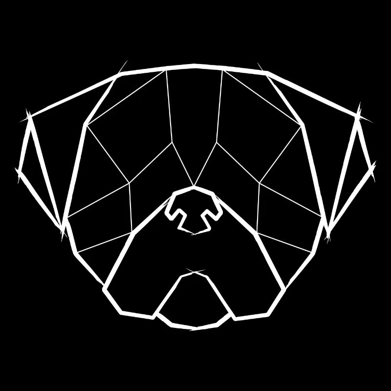 Pug Geometrical Face - Pug head Geometric white