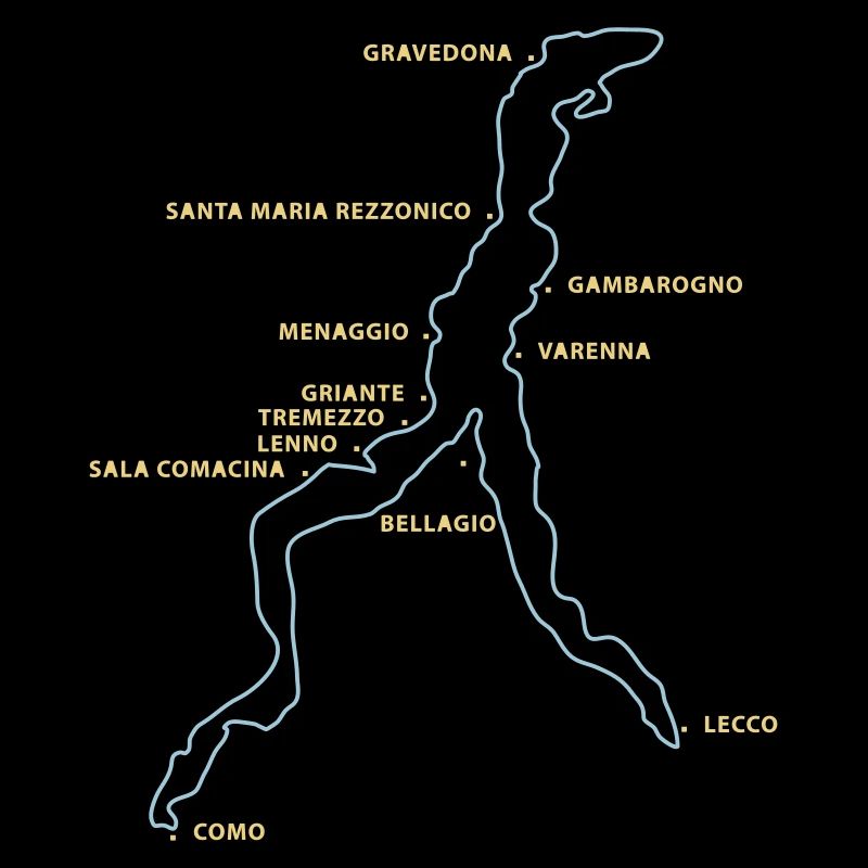 Lago di Como mit Orten - Comer See