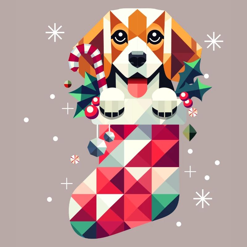 Beagle dans un bas de Noël coloré