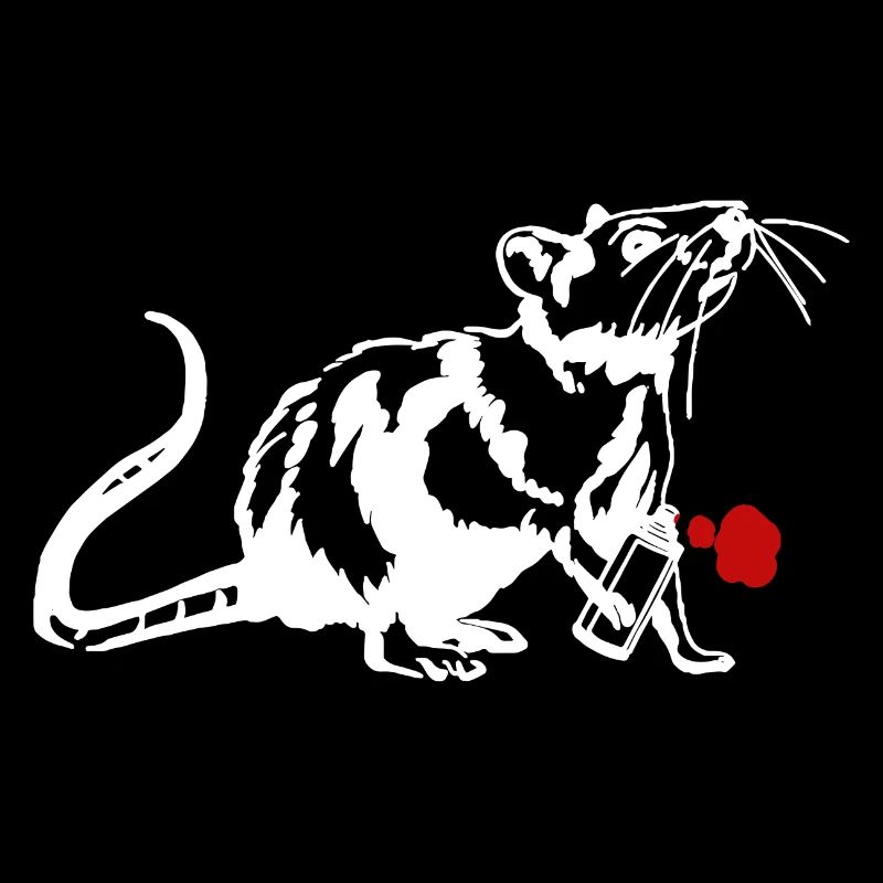 Street Art Ratte mit Graffiti Can