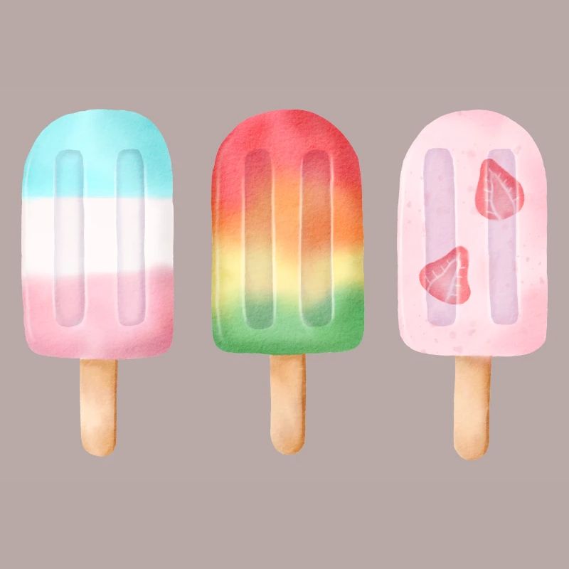 Bunte Aquarell Eiscreme Trio Sommer