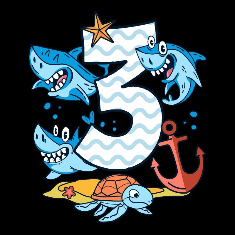 3rd Birthday Shark Shark Shark Boy 3 years old