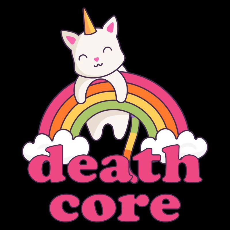 Lustig Deathcore Einhorn Katze Regenbogen Metal