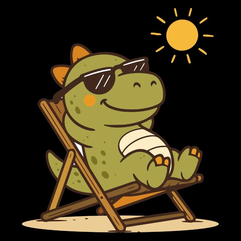 Chillender Dino mit Sonnenbrille