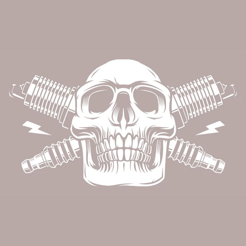 skull with spark plug