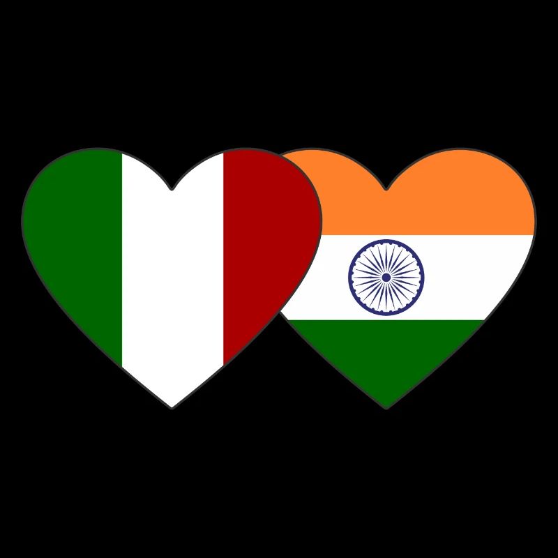 Italie Inde Flag Heart