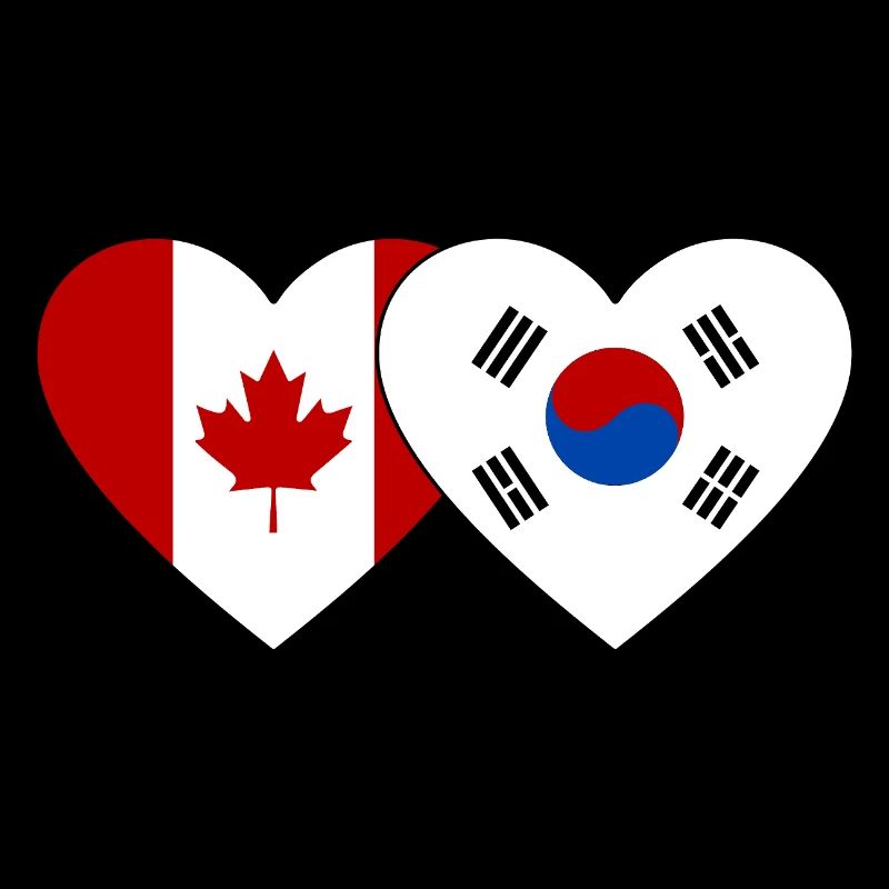 Kanada Südkorea Flagge Herz