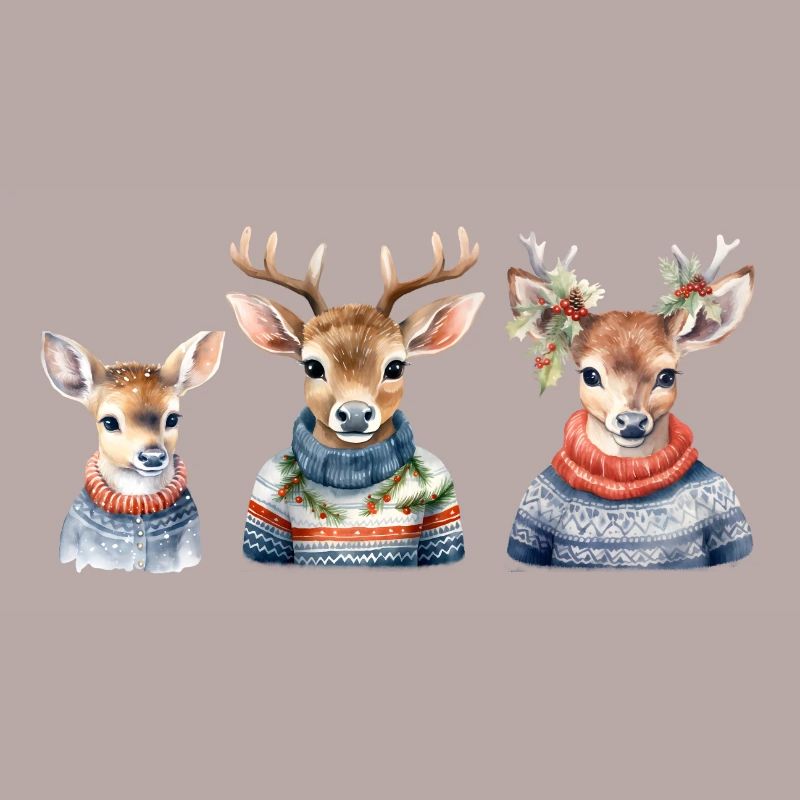 Winterhirsche Pullover-Trio