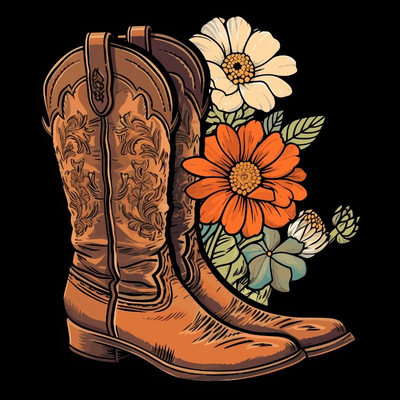 Bottes de cow-boy Fleurs