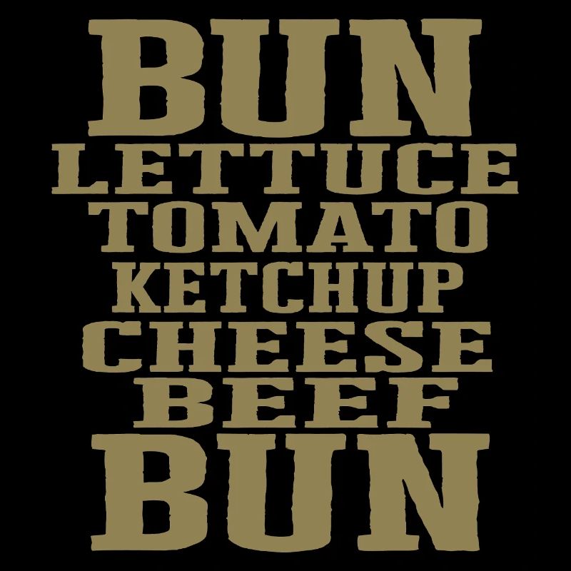 Burger Ingredients Typography Cheeseburger Construction