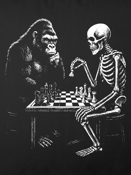 Gorilla-Skelett-Schachduell