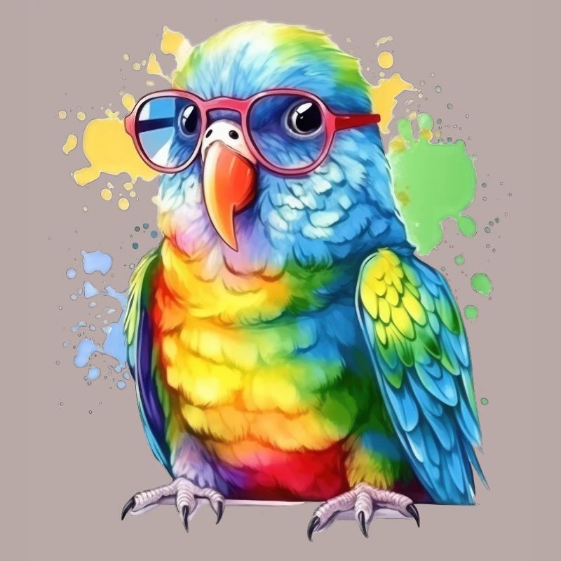 Bunter cooler Papagei mit Brille