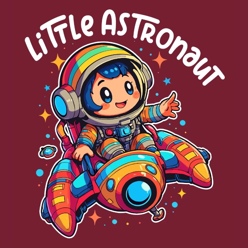 Petit astronaute dans la bande dessinée animée du vaisseau spatial