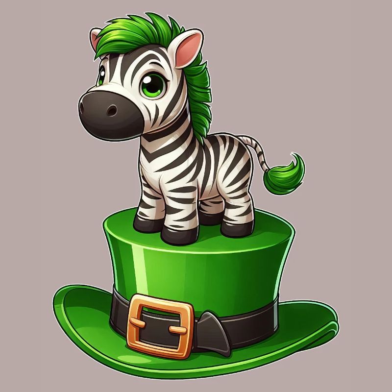 Mignon zèbre Saint-Patrick chapeau haut de forme trèfle