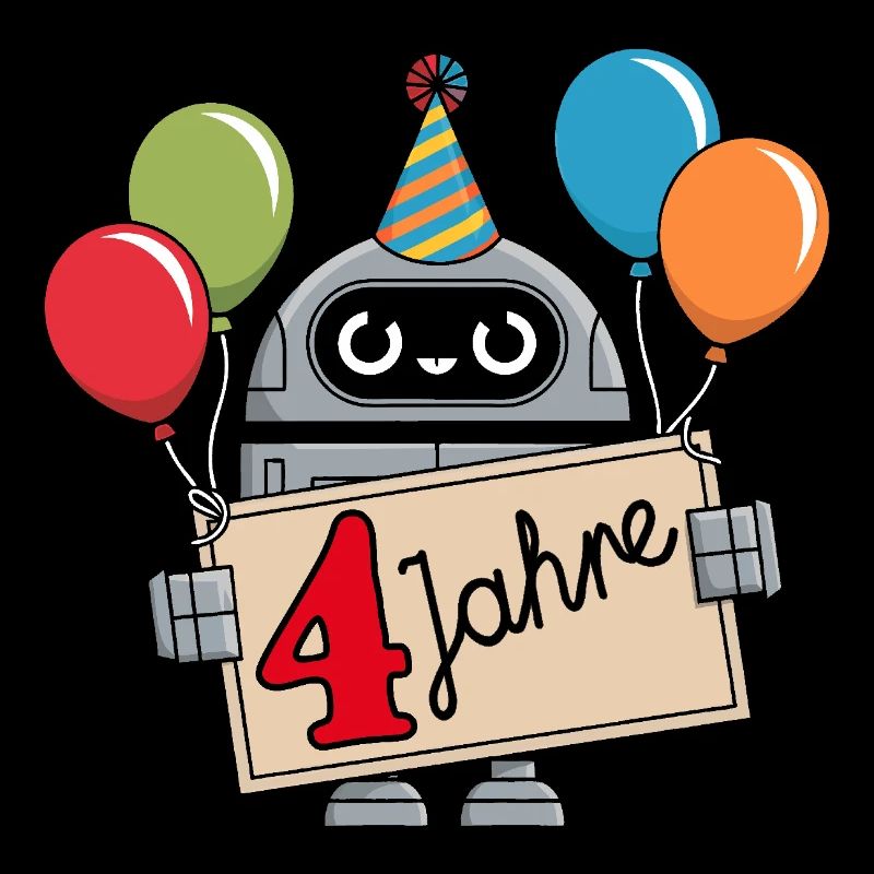 4 ans, 4e anniversaire robot avec ballons