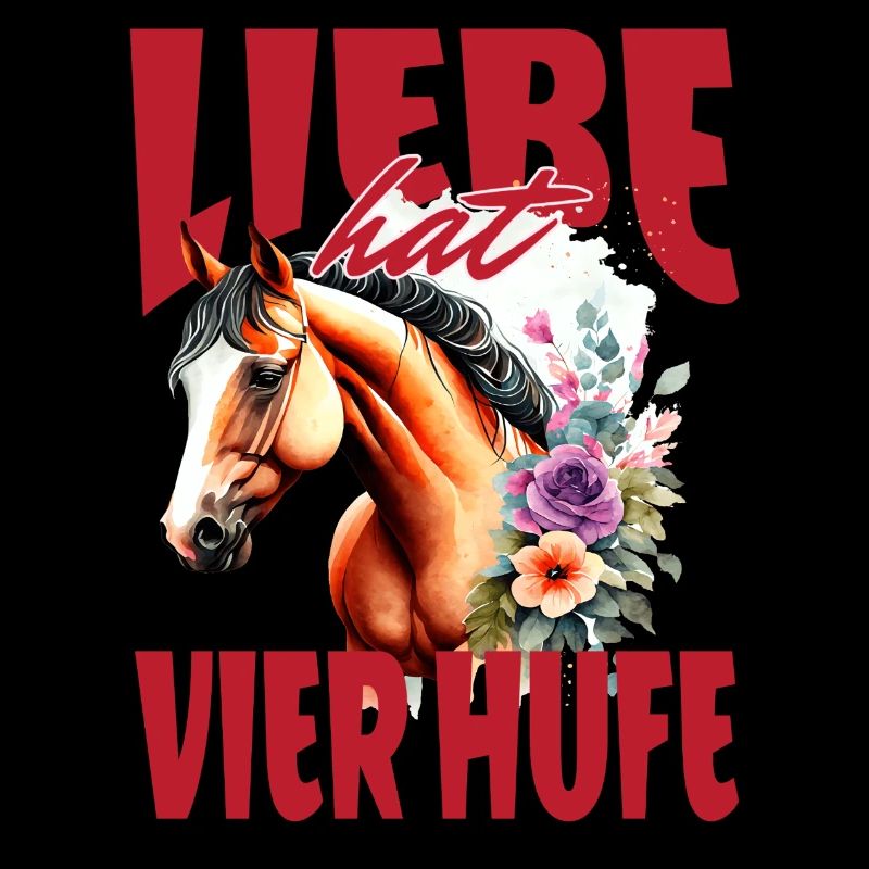 Romantisches Pferde Design mit Blumenmotiv