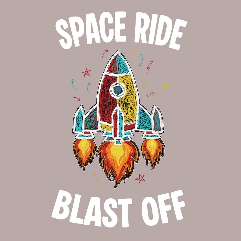 Space Rocket Retro Scribble Blast Off