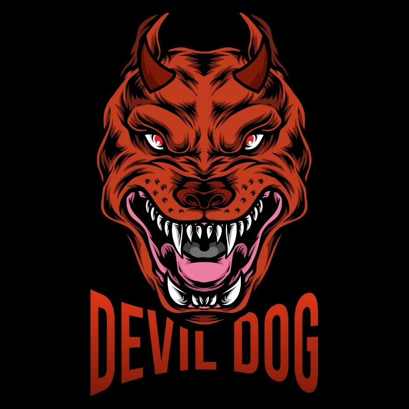Devil dog with sharp teeth