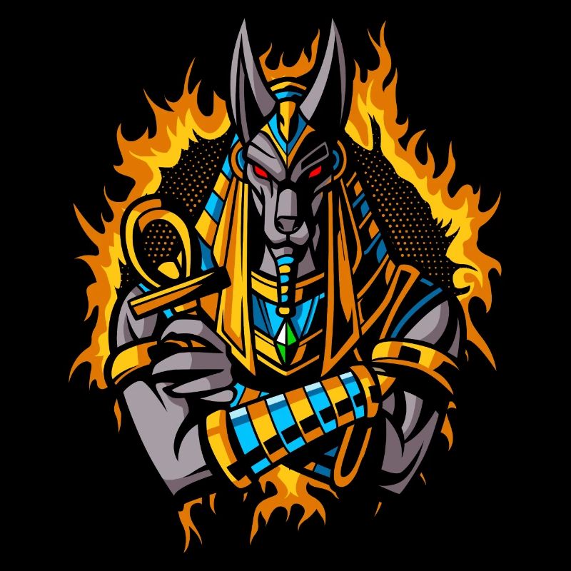 Anubis Dieu avec demi-teinte or feu