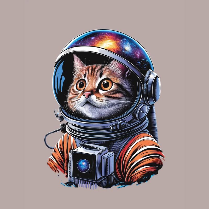 Un astronaute chat galactique explore l’espace