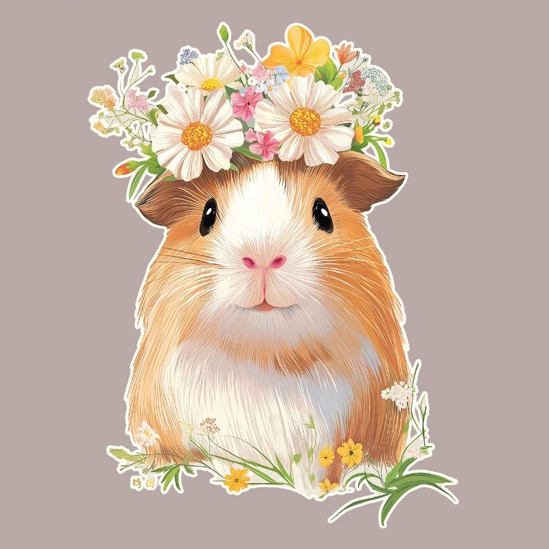 Cochon d’Inde avec des fleurs
