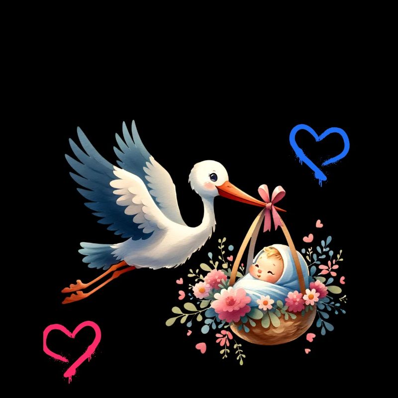 Bald werde ich Mutter, Mit Storch, Baby kommt bald