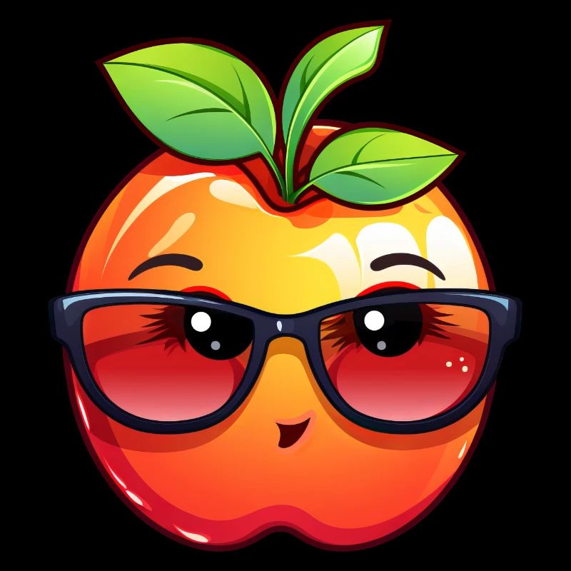 Cute Kawaii Apple with Glasses – Charming