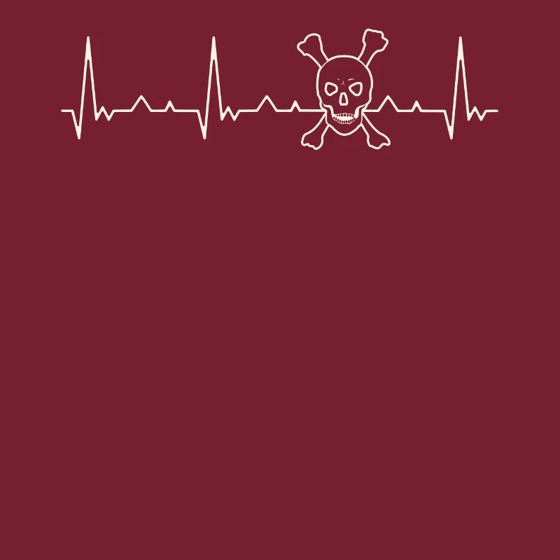 Schädel mit Knochen. Herz. Liebe. Ekg. Impuls.