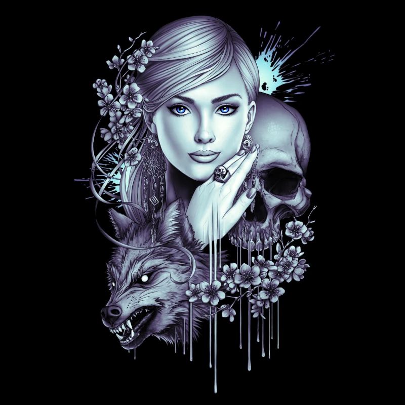 Wolfsschädel Mädchen Tattoo