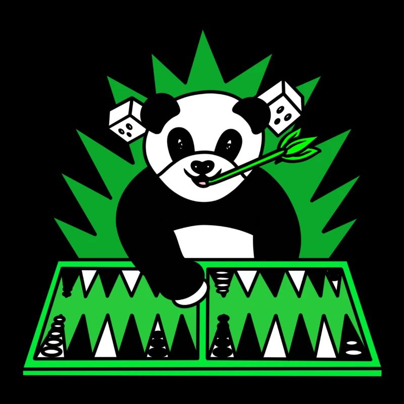 Funny panda play backgammon