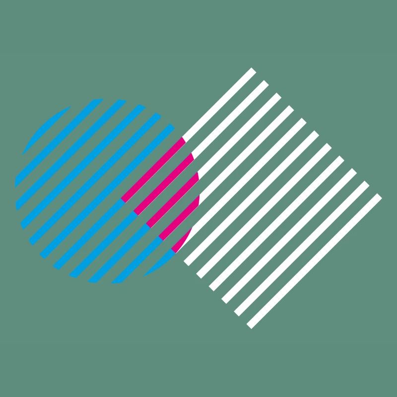 Line pattern / circle, square / blue, white, pink