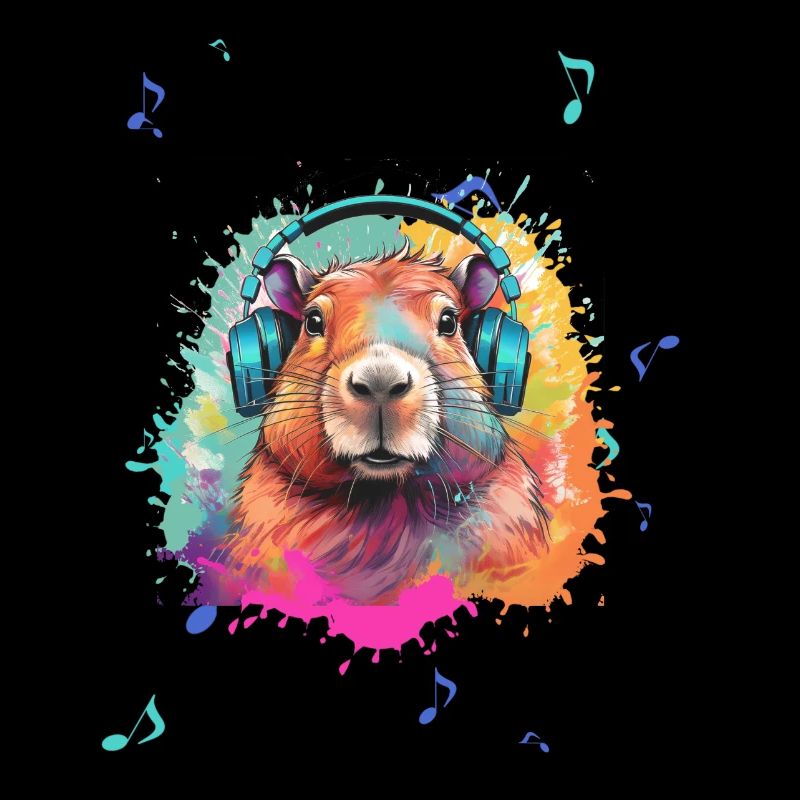 Capybara,illustration,Kopfhörer,Musik,Graffiti