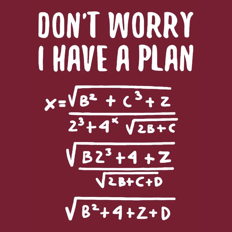 Don't Worry I Have Plan Math Humor