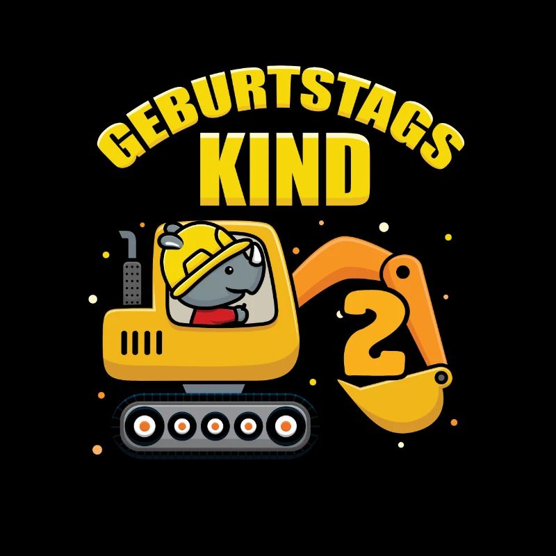 Bagger 2. Geburtstag Kind Bauarbeiter Geschenk