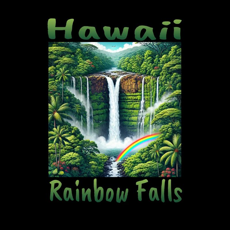 Cascade arc-en-ciel d’Hawaï, forêt luxuriante