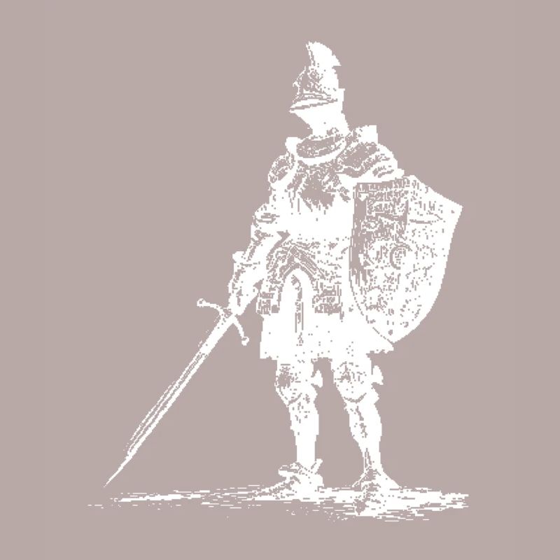 Silhouette de chevalier avec épée et bouclier