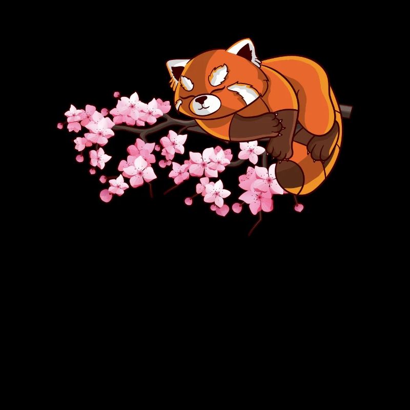 Cute Japanese Red Panda Cherry Blossom Tree