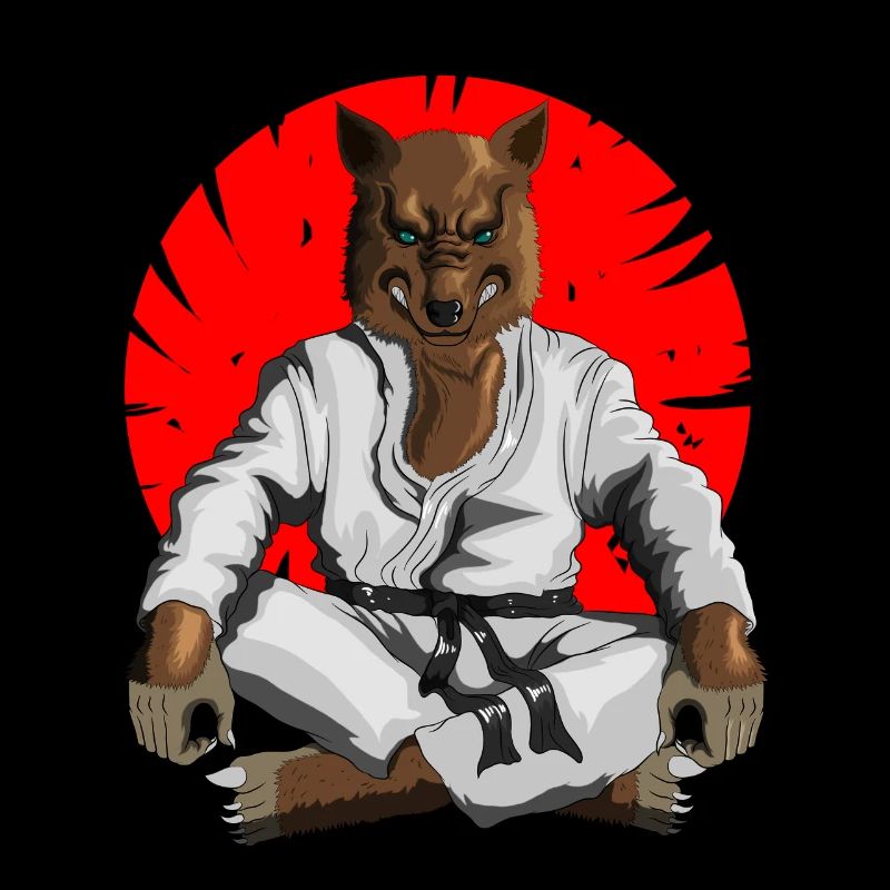 Bad wolf in karate combat outfit for your training