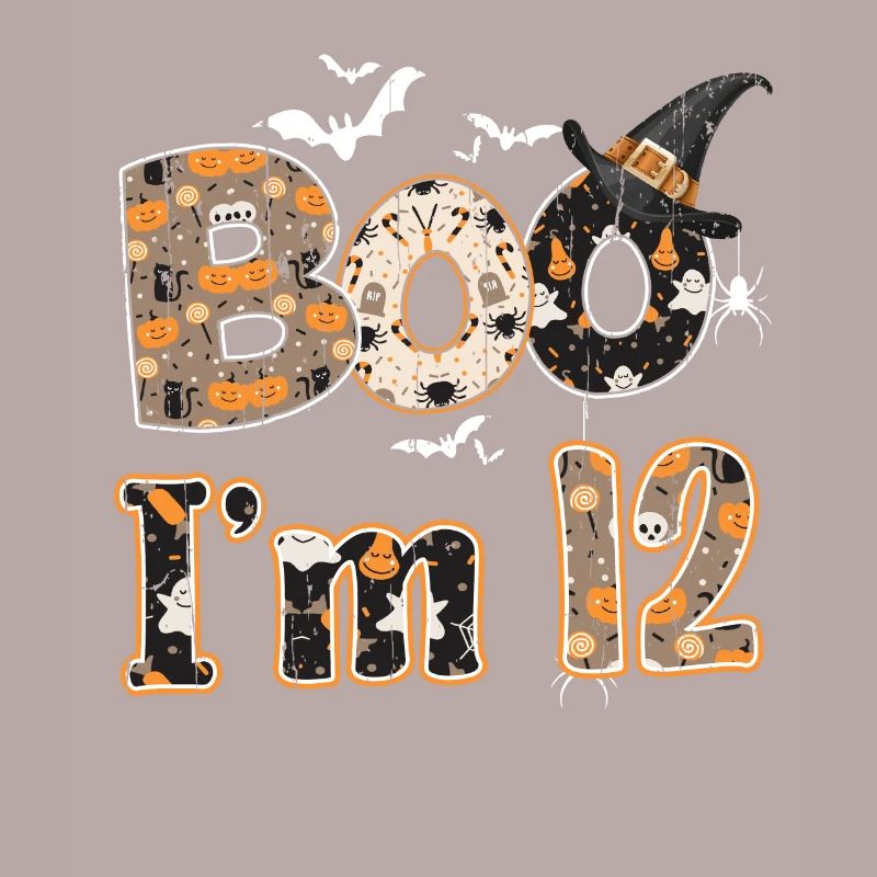 Halloween Pattern Ghost Creatures Birth Age 12
